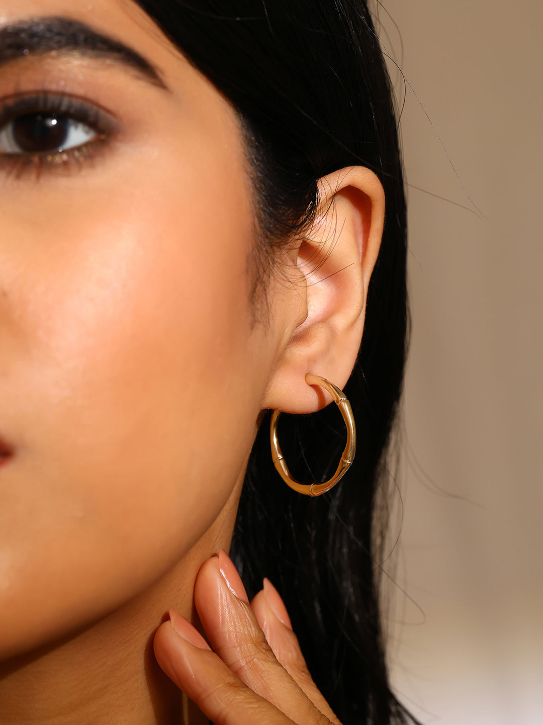 Priyaasi Simple Gold Plated Mini Flair Hoops Earrings