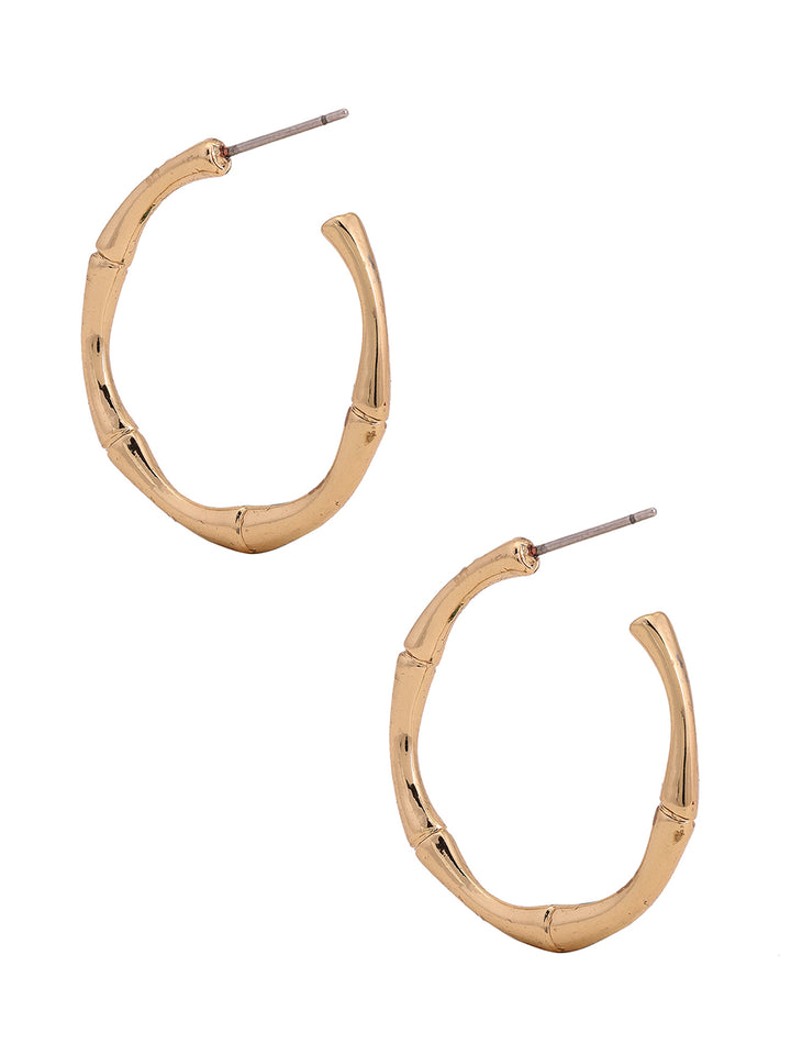 Priyaasi Simple Gold Plated Mini Flair Hoops Earrings