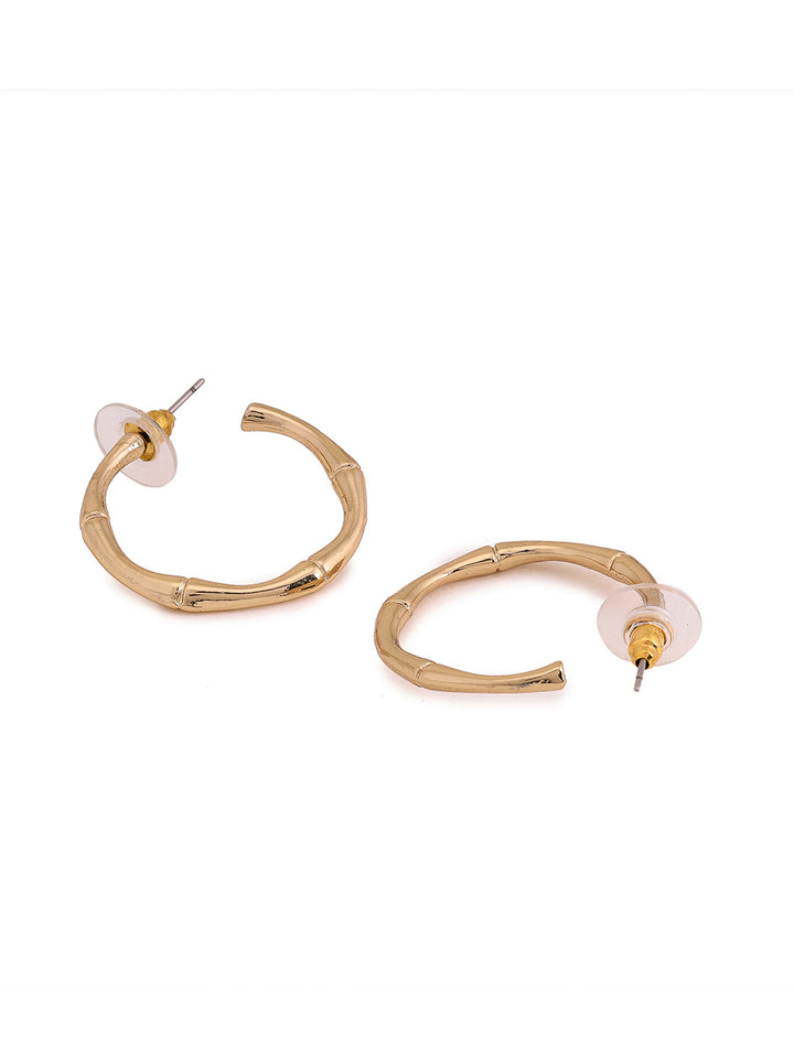 Priyaasi Simple Gold Plated Mini Flair Hoops Earrings