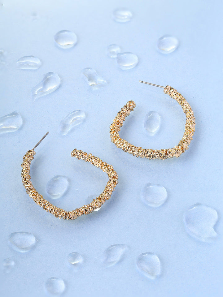 Priyaasi Stylish Gold Plated Shimmer Hoop Earrings