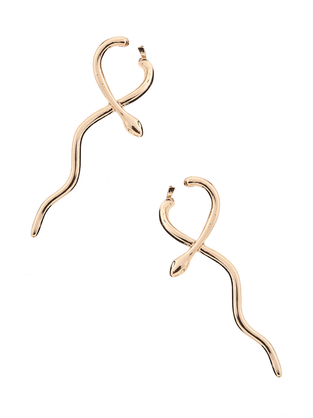 Priyaasi Contemporary Snake Pattern Gold Plated Dangler Earrings