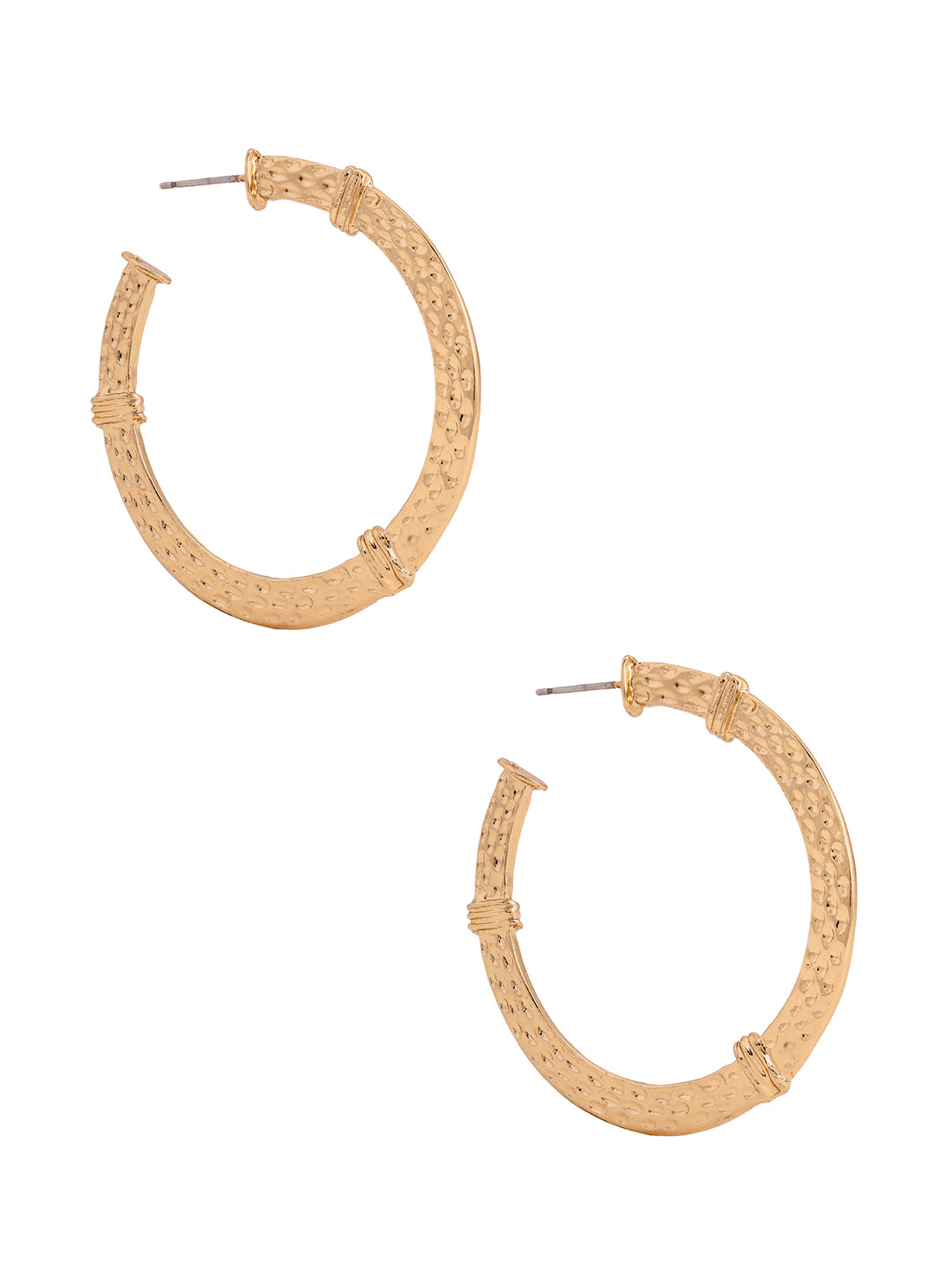 Priyaasi Hammared Ring Style Gold Plated Mini Earrings