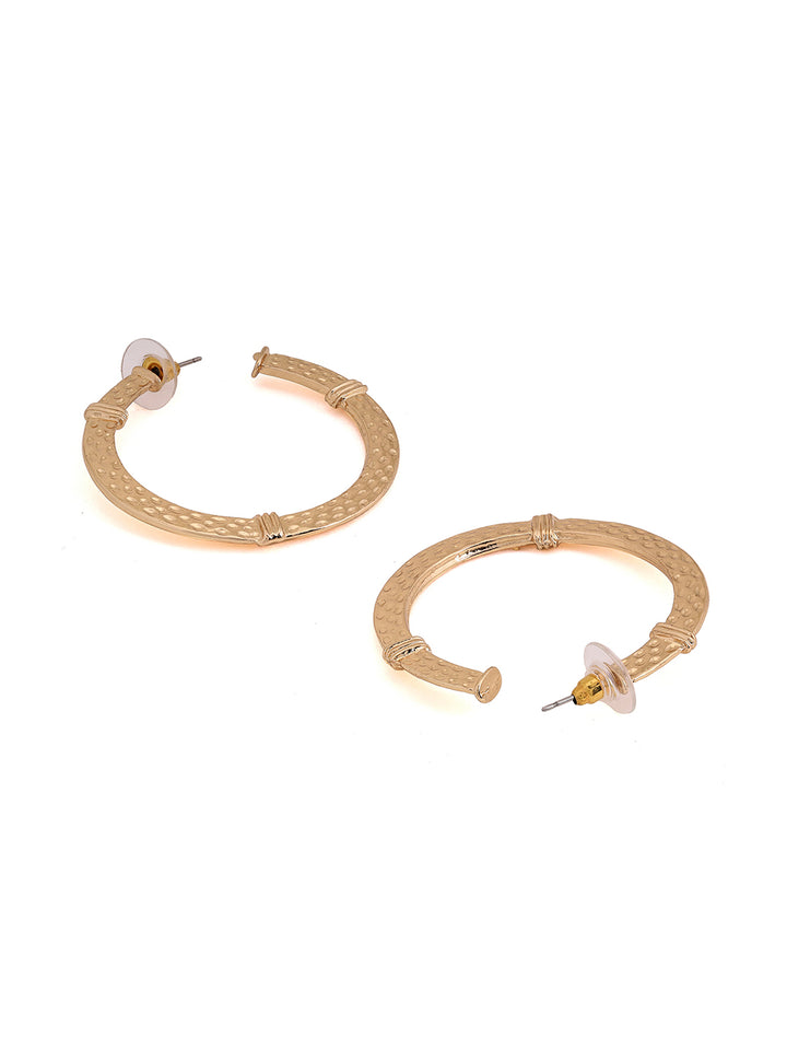 Priyaasi Hammared Ring Style Gold Plated Mini Earrings