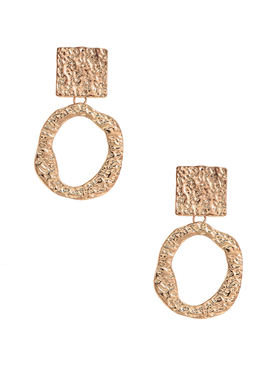 Priyaasi Hammered Classy Drop Gold Plated Earrings