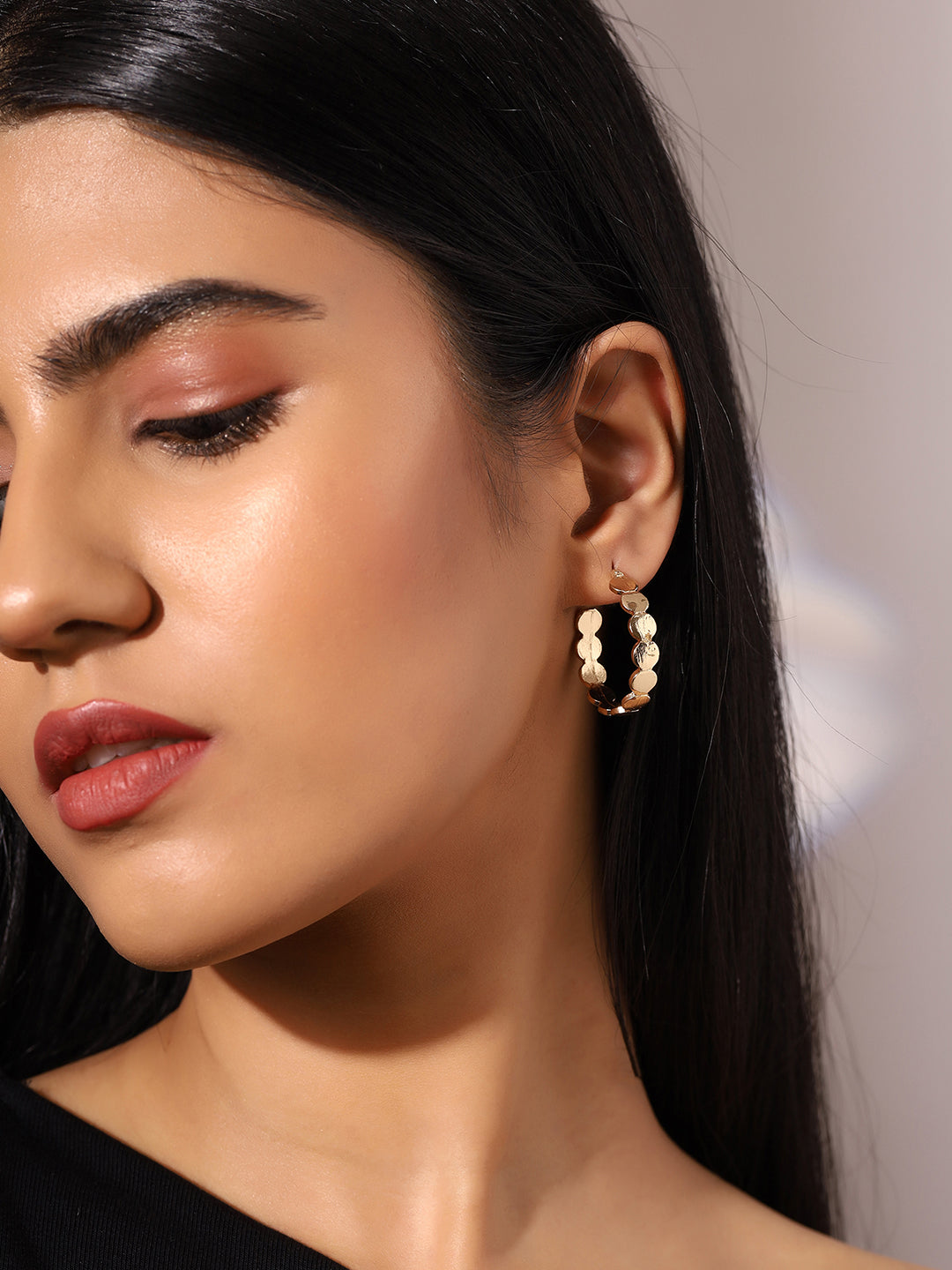 Priyaasi Statement Gold Plated Hoop Earrings