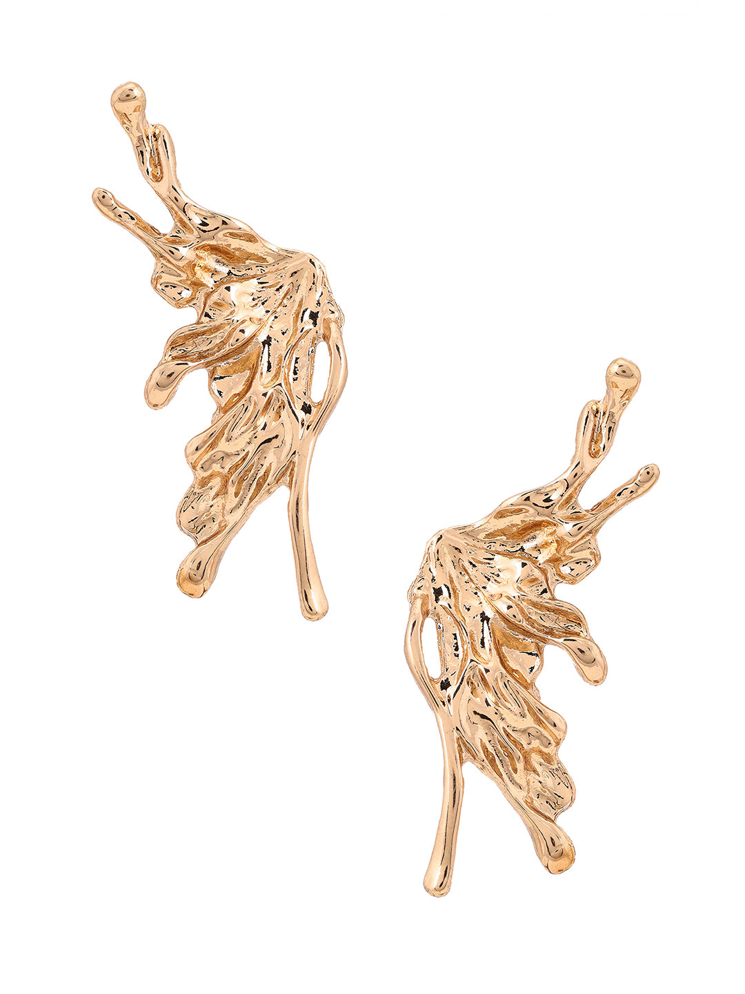 Priyaasi Curly Fashion Leaf Hammered Stud Earrings