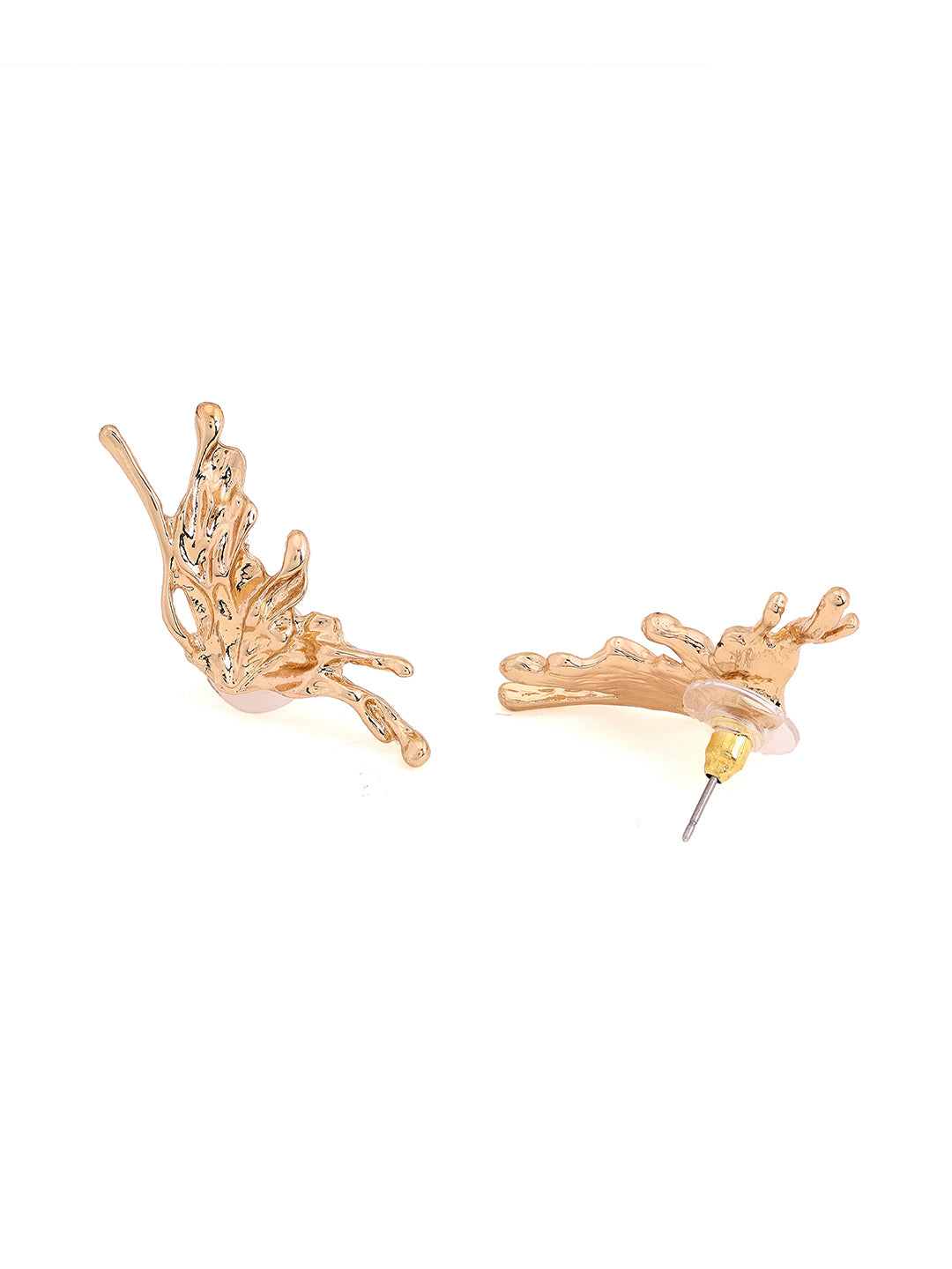 Priyaasi Curly Fashion Leaf Hammered Stud Earrings