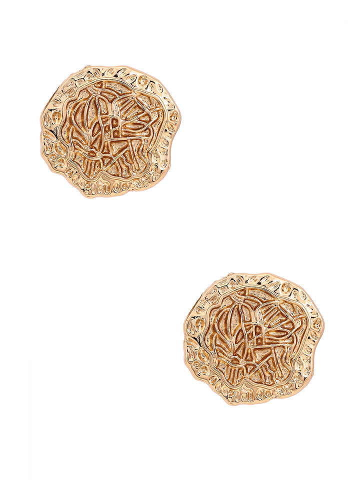 Priyaasi Hammered Style Gold Plated Stud Earrings