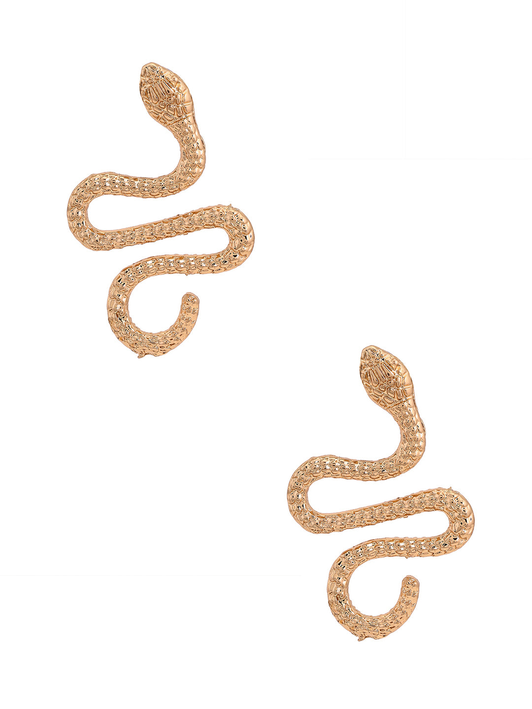 Priyaasi Gold Shimmer Hammered Snake Stud Style Earrings