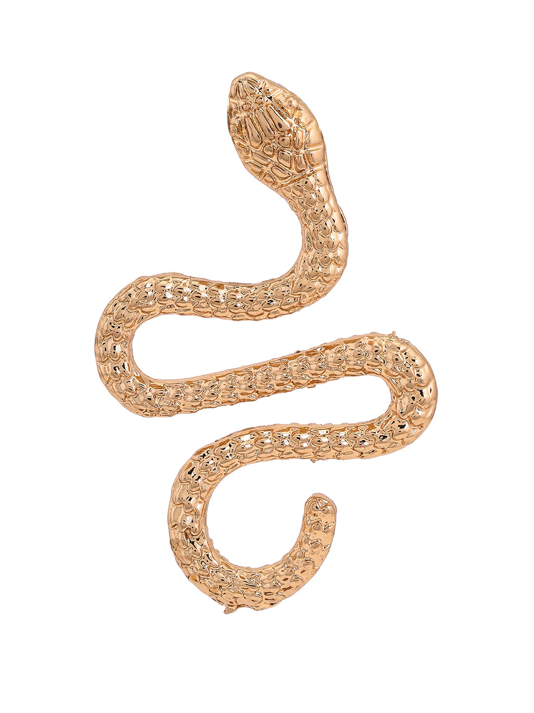 Priyaasi Gold Shimmer Hammered Snake Stud Style Earrings