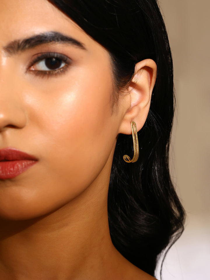 Priyaasi Two layered Gold Plated Mini Hoop Style Earrings