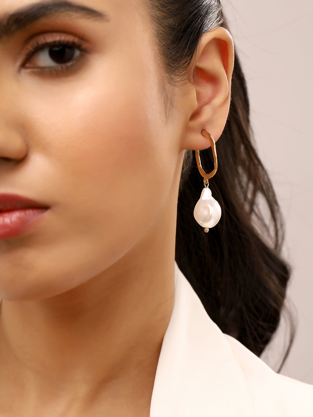 Priyaasi Pearl Gold Plated Drop Earrings