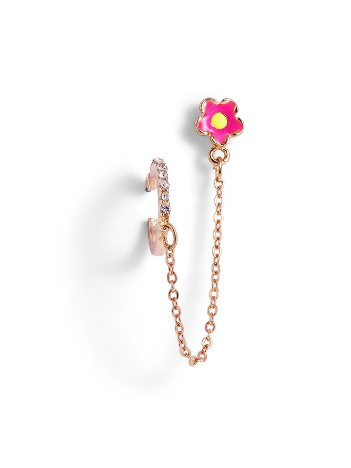 Floral 6 Pair of Stud and Hoops Combo Gold Plated Earrings