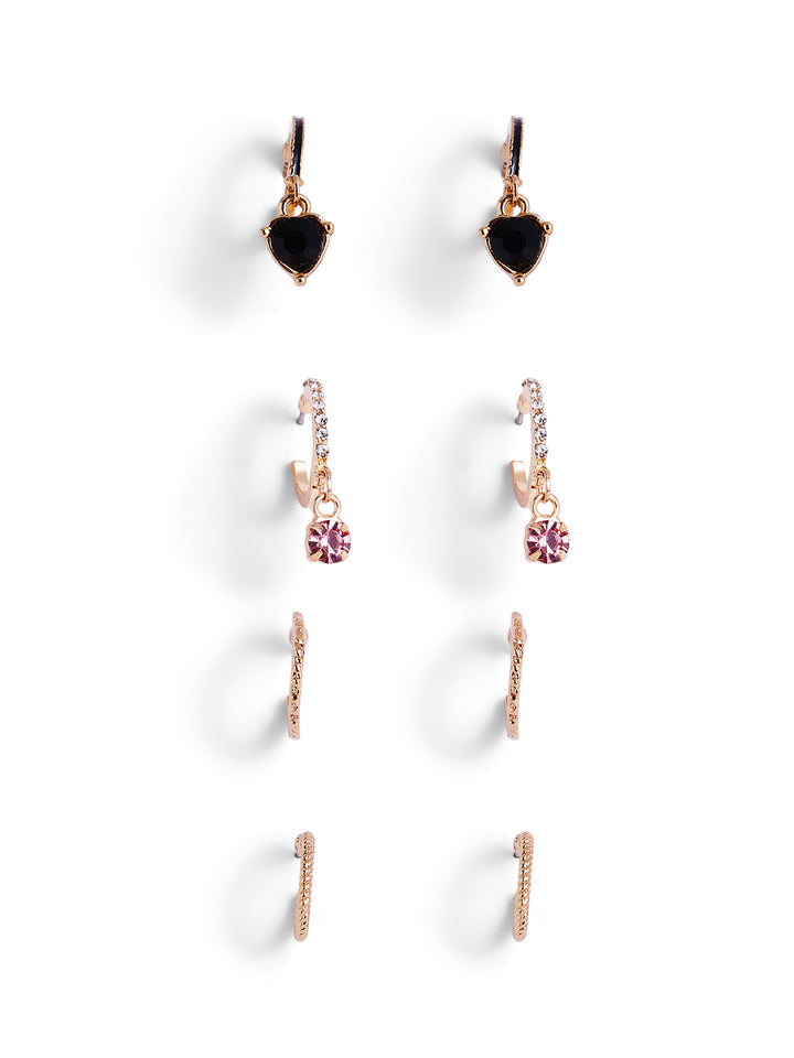 12 Pair of stud and Hoops combo Gold Plated Earrings