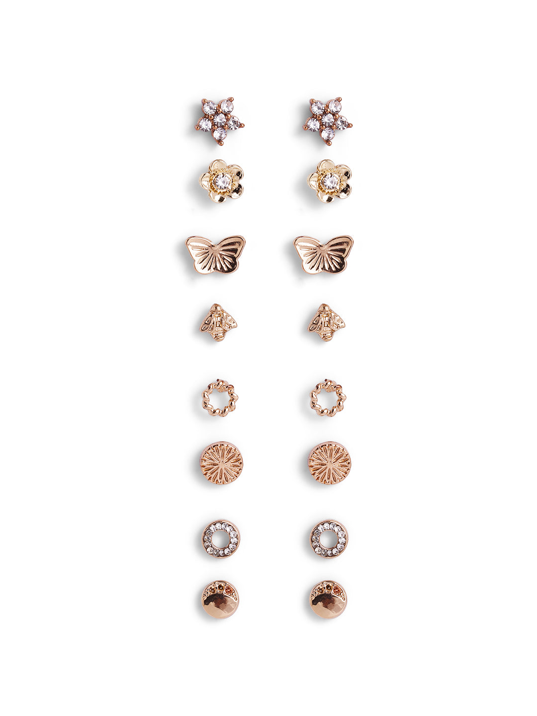 12 Pair of stud and Hoops combo Gold Plated Earrings