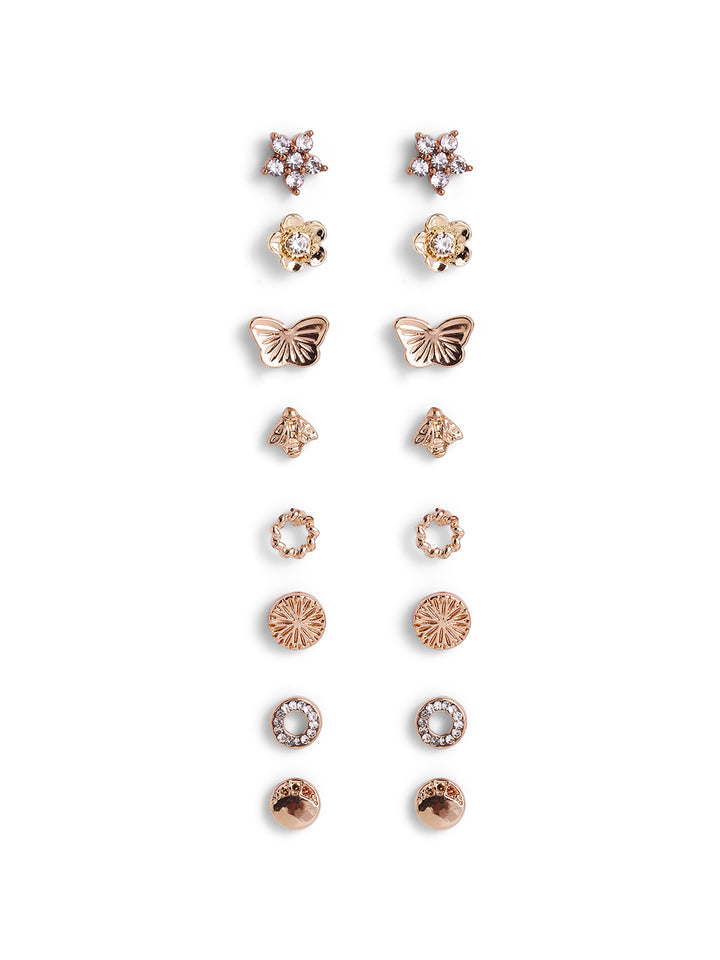 12 Pair of stud and Hoops combo Gold Plated Earrings