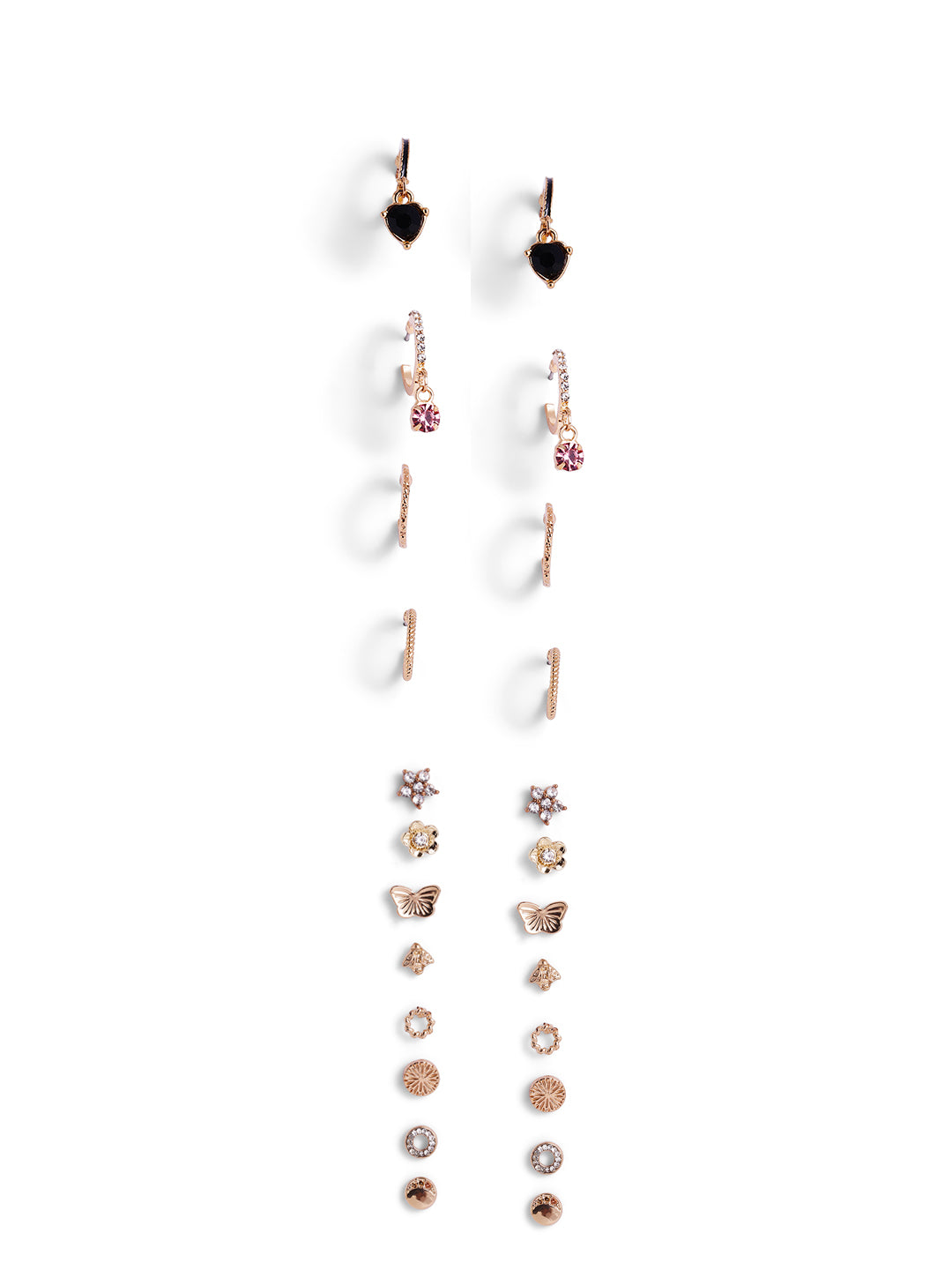 12 Pair of stud and Hoops combo Gold Plated Earrings