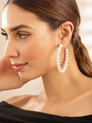 Pearl Elegance 6 pair of studs and hoops gold plated Earrings