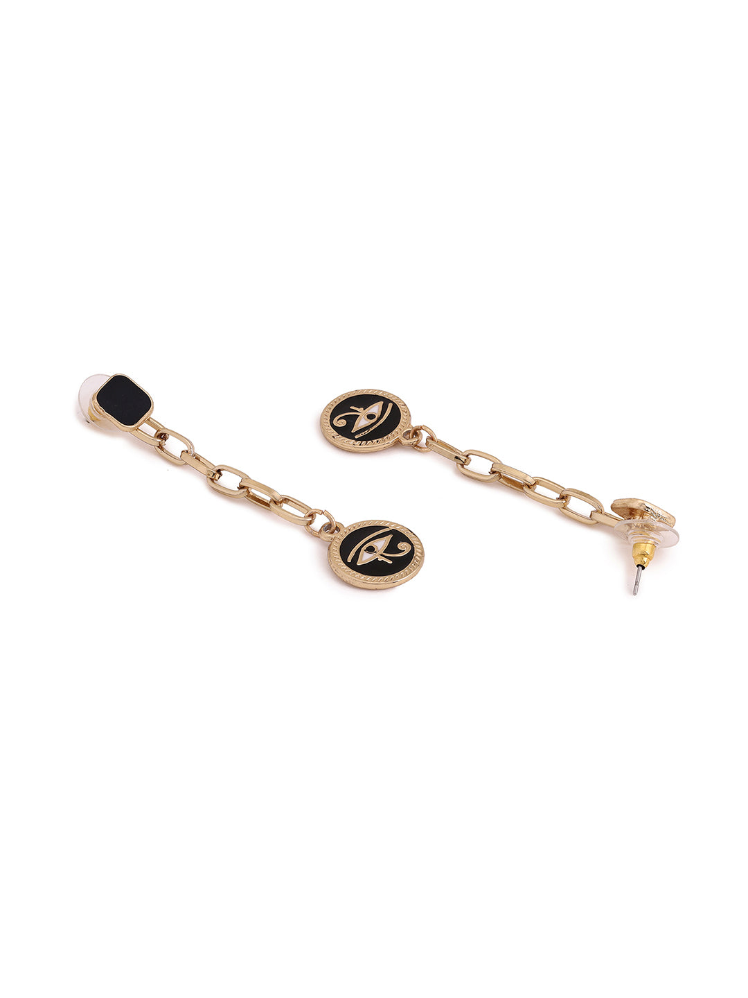 Priyaasi Evil Eye Black Gold Plated Long Chain Style Earrings