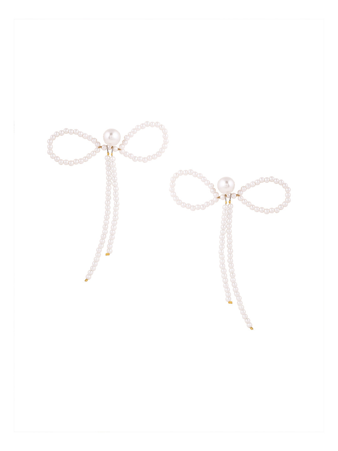 Priyaasi Bow Shape Pearly Fairy Contemporary Earrings