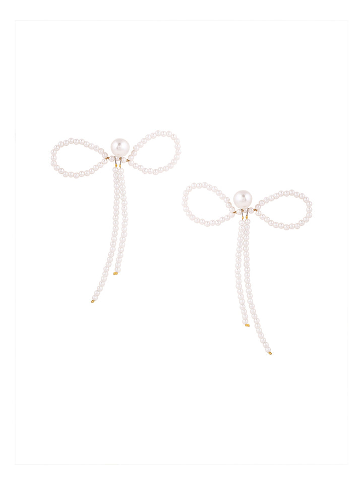 Priyaasi Bow Shape Pearly Fairy Contemporary Earrings