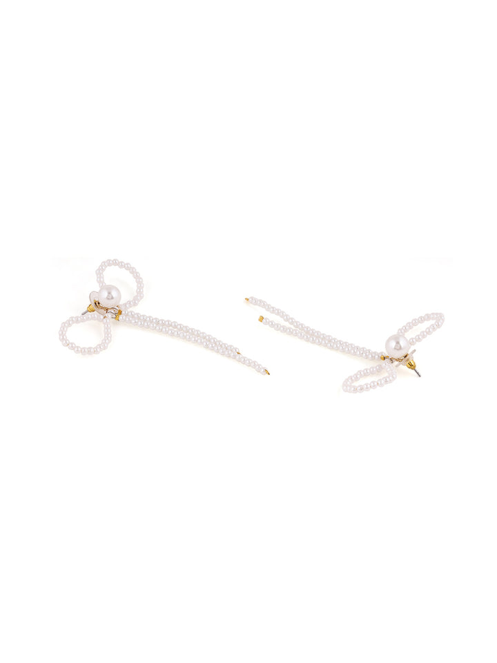 Priyaasi Bow Shape Pearly Fairy Contemporary Earrings