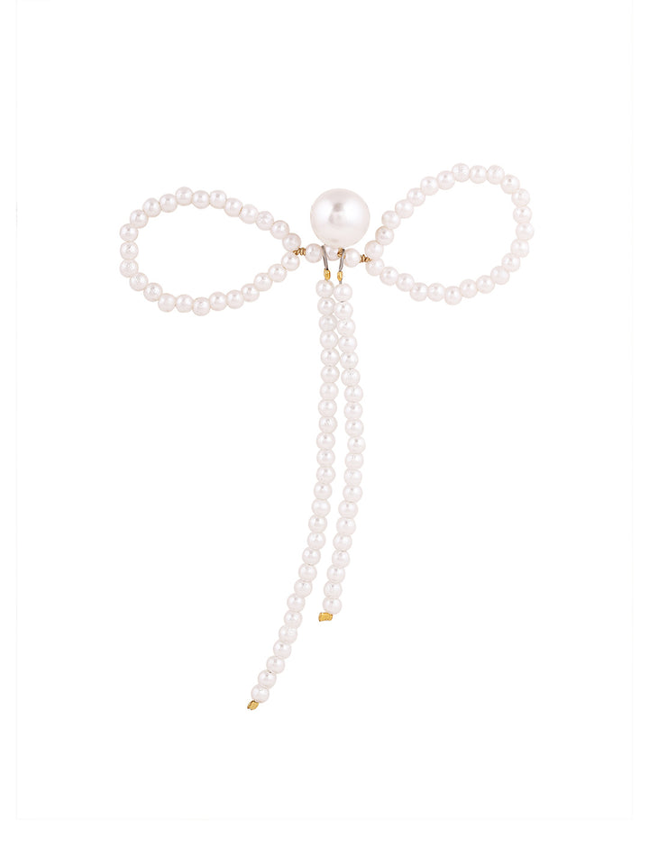 Priyaasi Bow Shape Pearly Fairy Contemporary Earrings