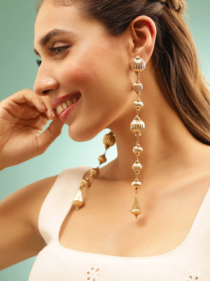 Gold Plated Shoulder Duster Statement Drop Earrings