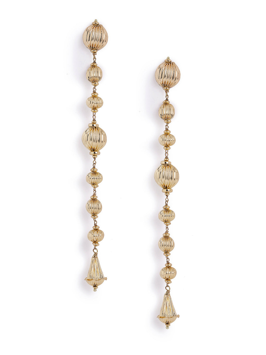 Gold Plated Shoulder Duster Statement Drop Earrings