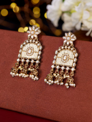 Priyaasi Indo Classic Blooming Floral Design Gold Plated Drop Earrings