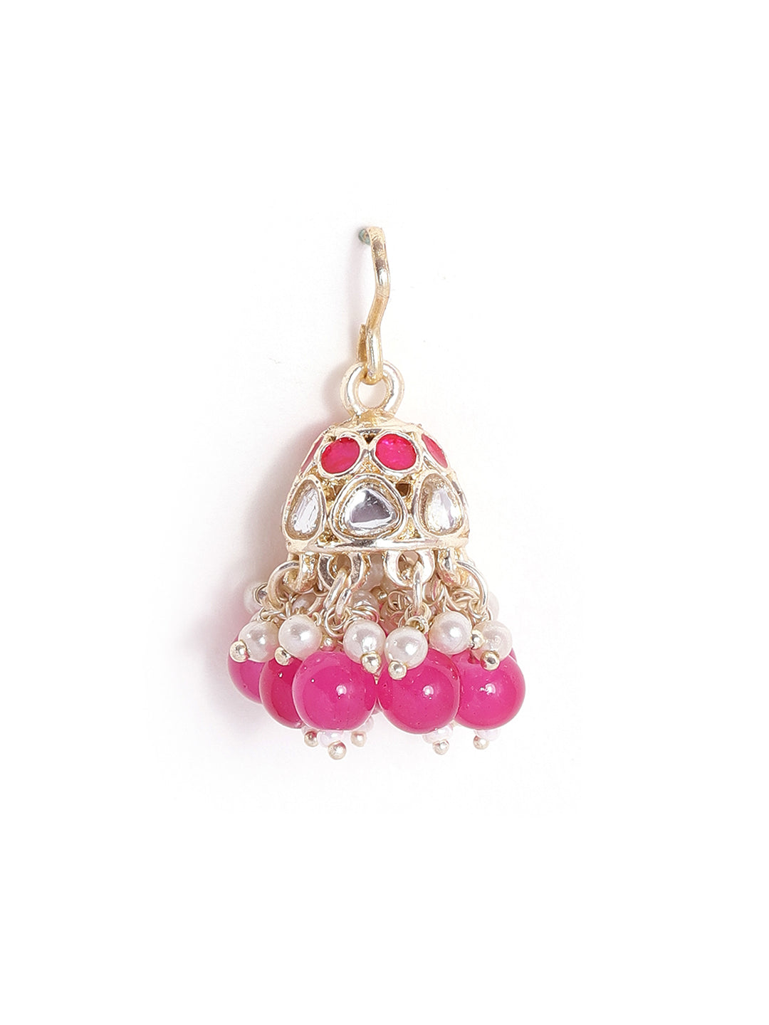 Priyaasi Mini Fresh Water Pearls Pink Beads Gold Plated Jhumka Earrings