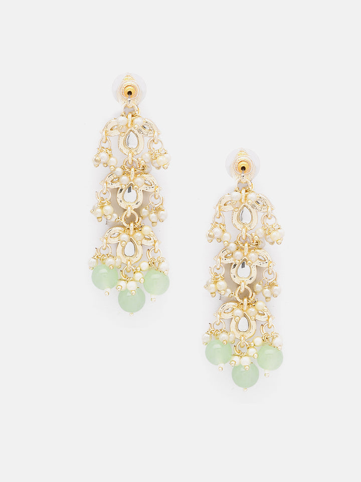 Priyaasi Flower Kundan Gold Plated Design Mini Pearls Elegant Drop Earrings