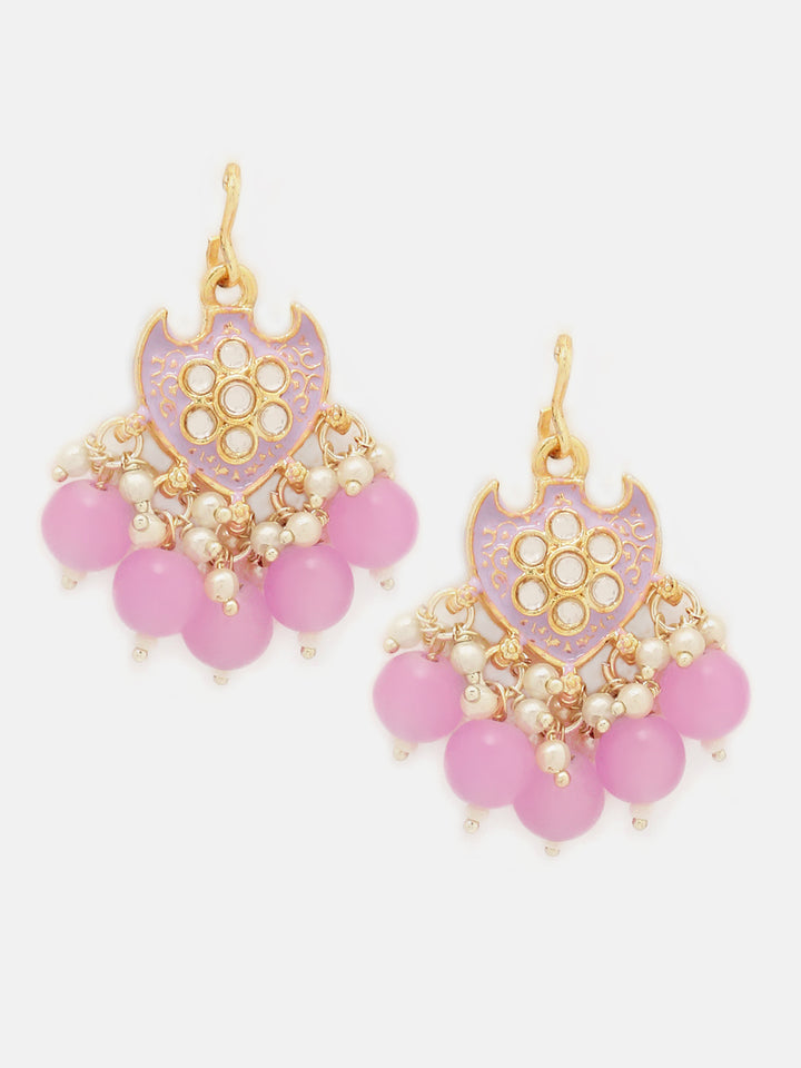 Priyaasi Lavander Floral Design Gold Plated Mini Pearls Earrings