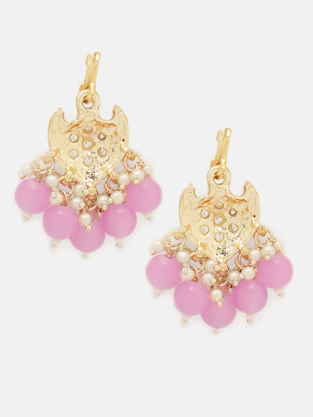 Priyaasi Lavander Floral Design Gold Plated Mini Pearls Earrings