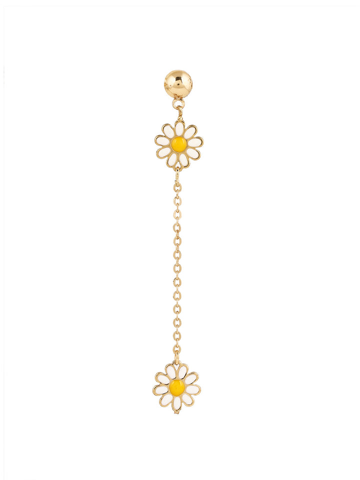 Priyaasi Gold Plated White Floral Drop Earrings