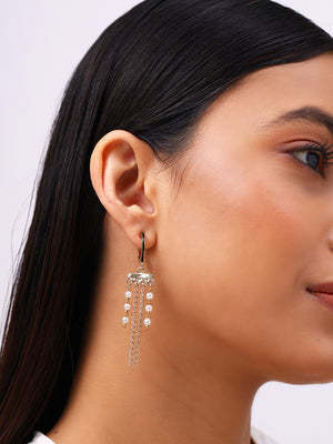 Priyaasi Gold Plated White Pearl Drop Earrings