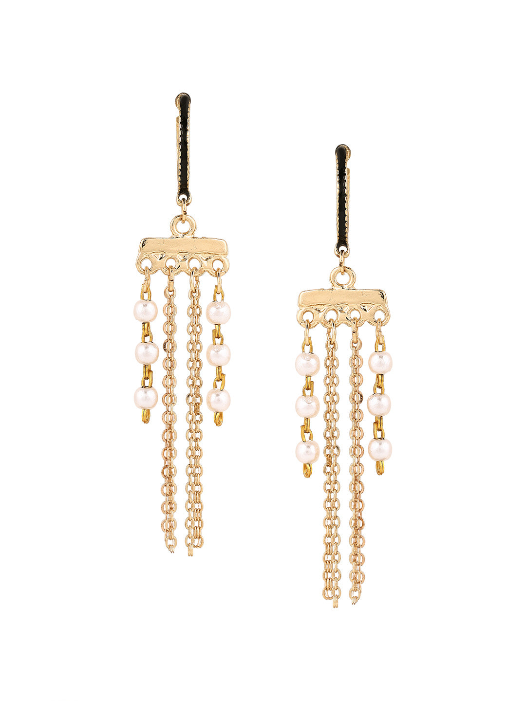 Priyaasi Gold Plated White Pearl Drop Earrings