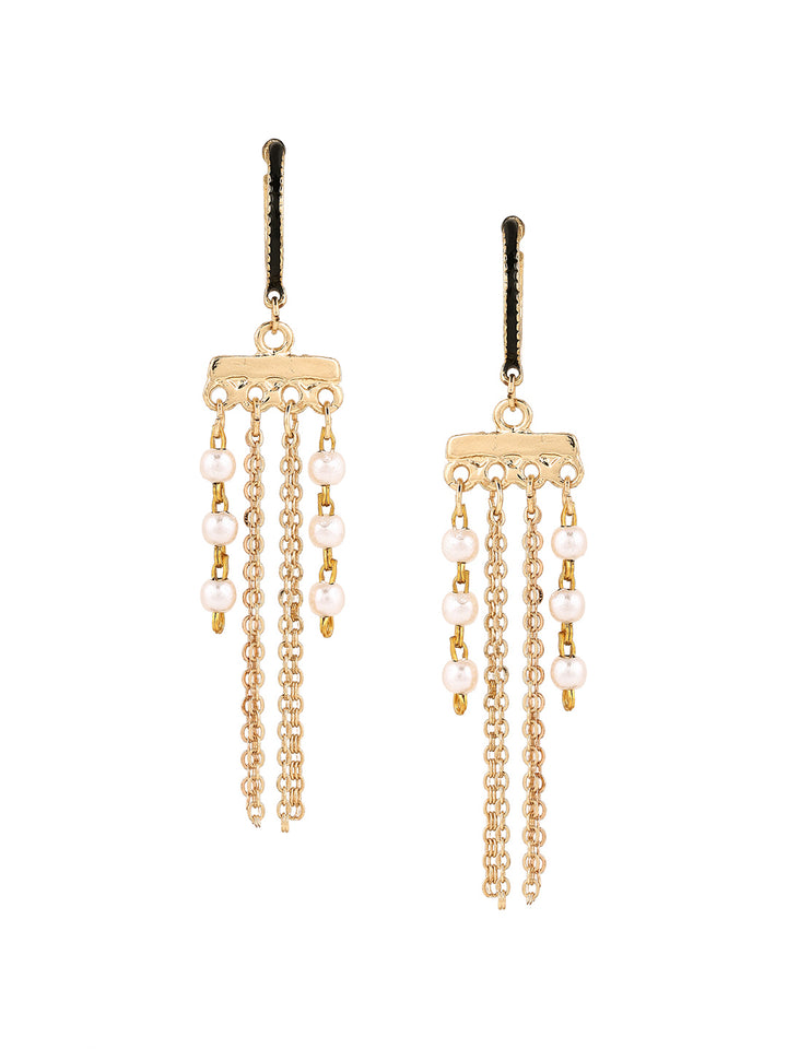 Priyaasi Gold Plated White Pearl Drop Earrings