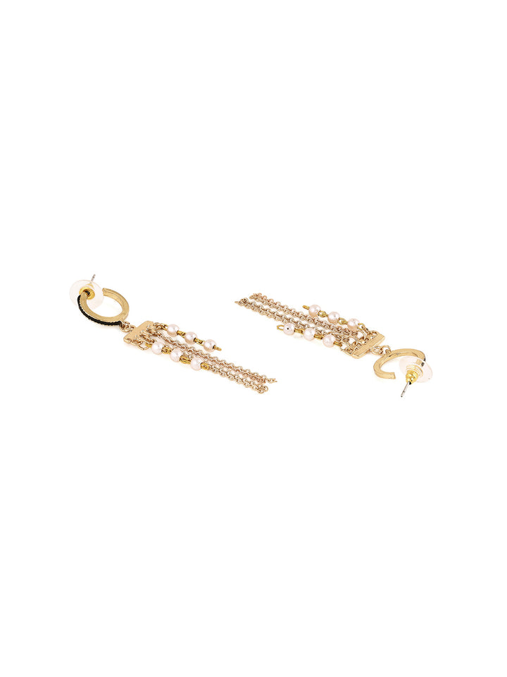 Priyaasi Gold Plated White Pearl Drop Earrings