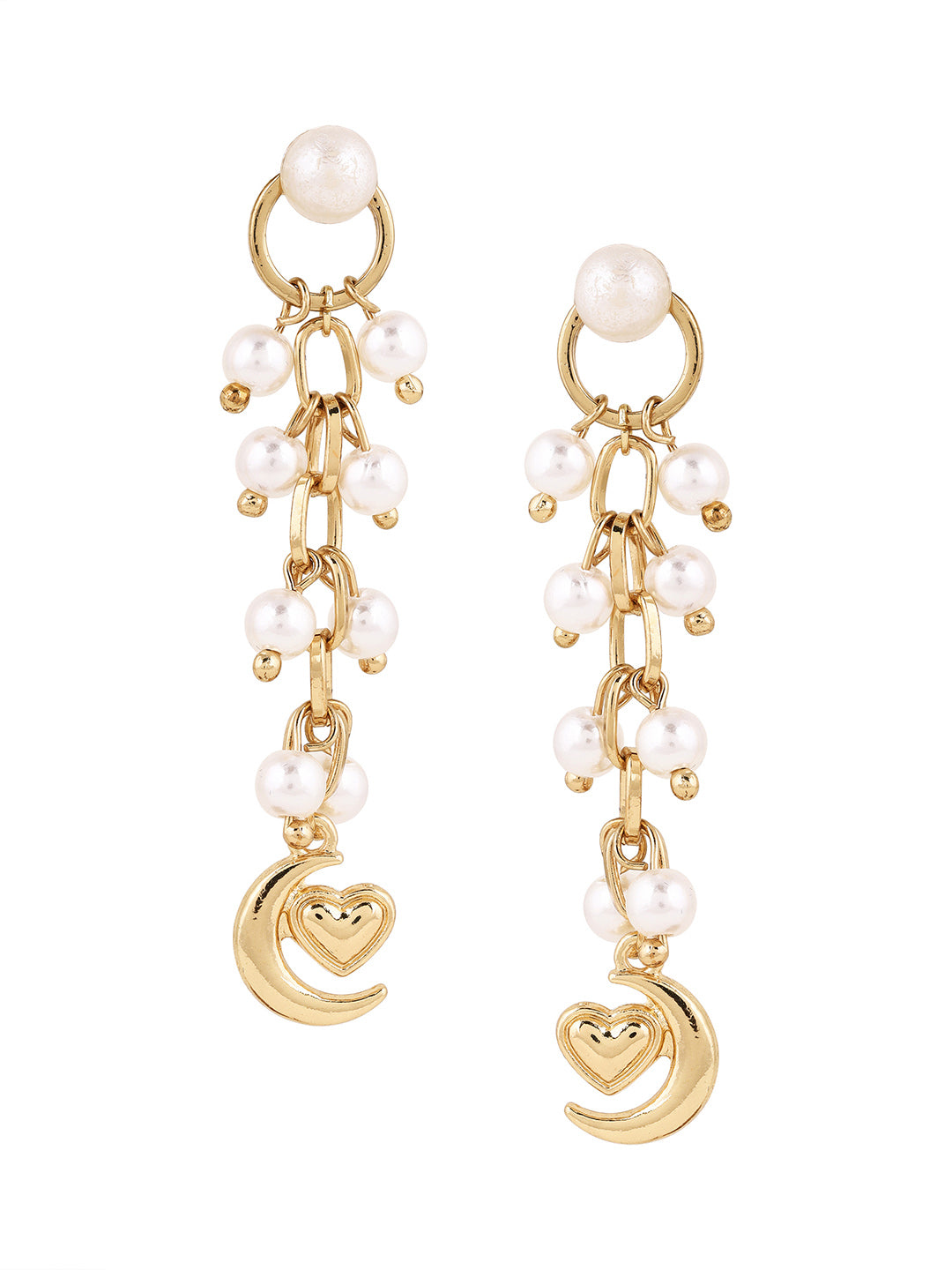 Priyaasi Gold Plated White Pearl Drop Earrings