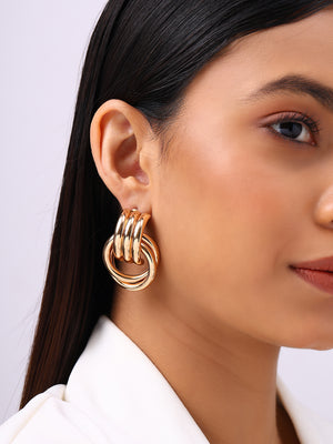 Priyaasi Gold Plated Contemporary Drop Earrings