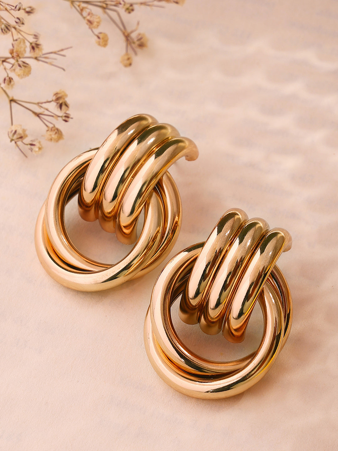 Priyaasi Gold Plated Contemporary Drop Earrings