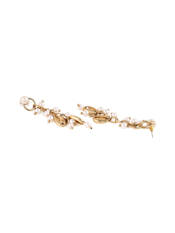 Priyaasi Gold Plated White Pearl Drop Earrings