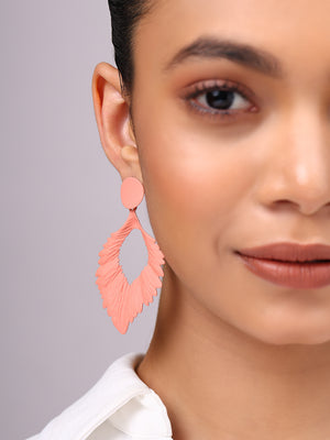 Priyaasi Pink Leaf Shaped Drop Earrings