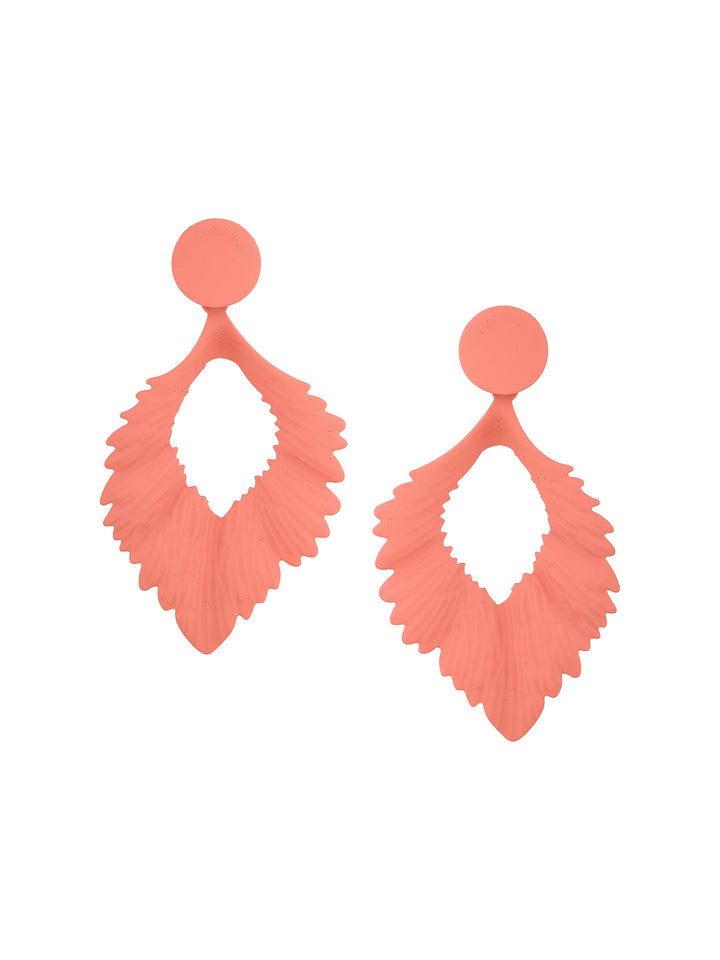 Priyaasi Pink Leaf Shaped Drop Earrings