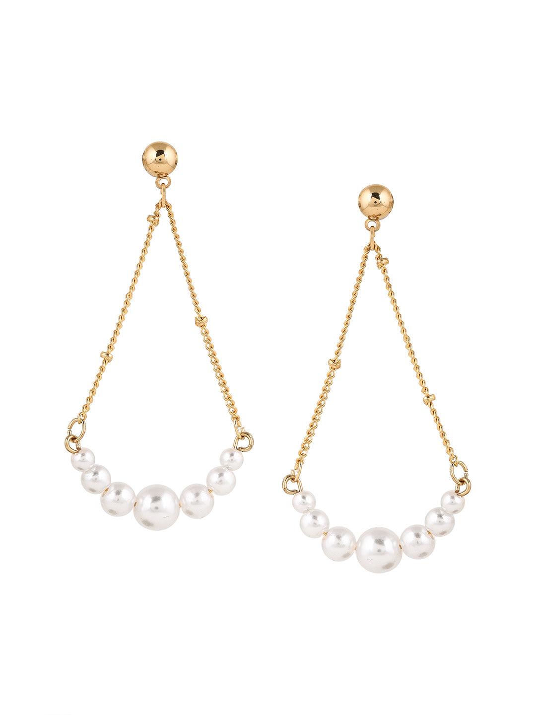 Priyaasi Gold Plated White Pearl Drop Earrings