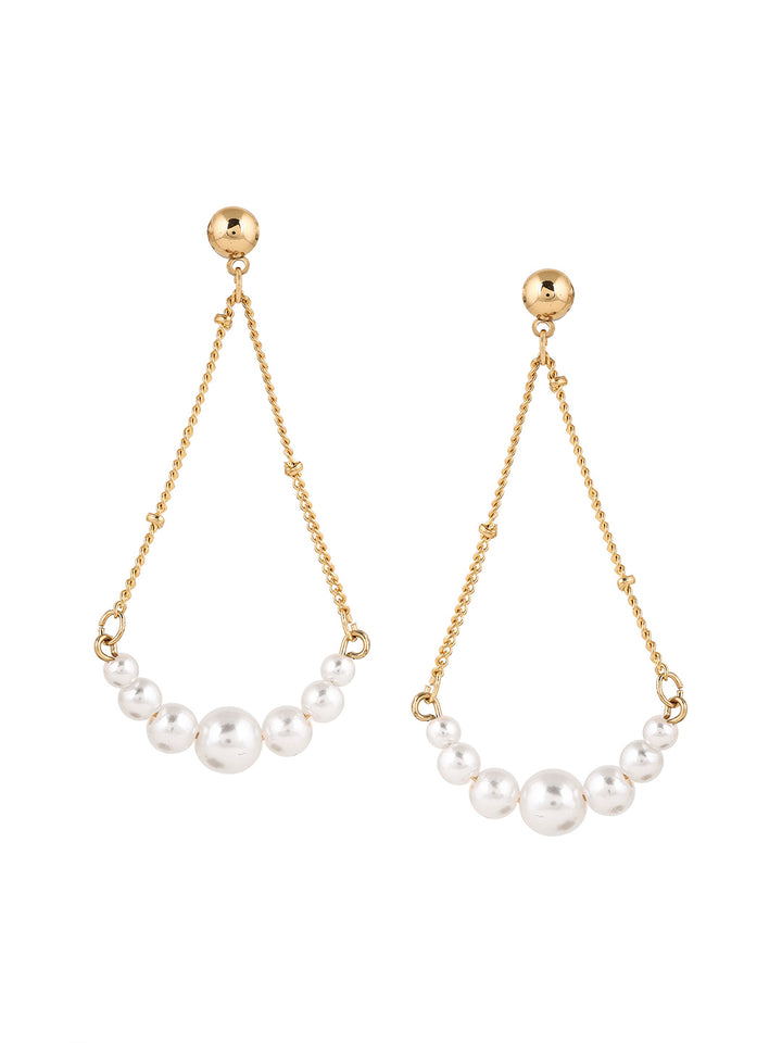 Priyaasi Gold Plated White Pearl Drop Earrings