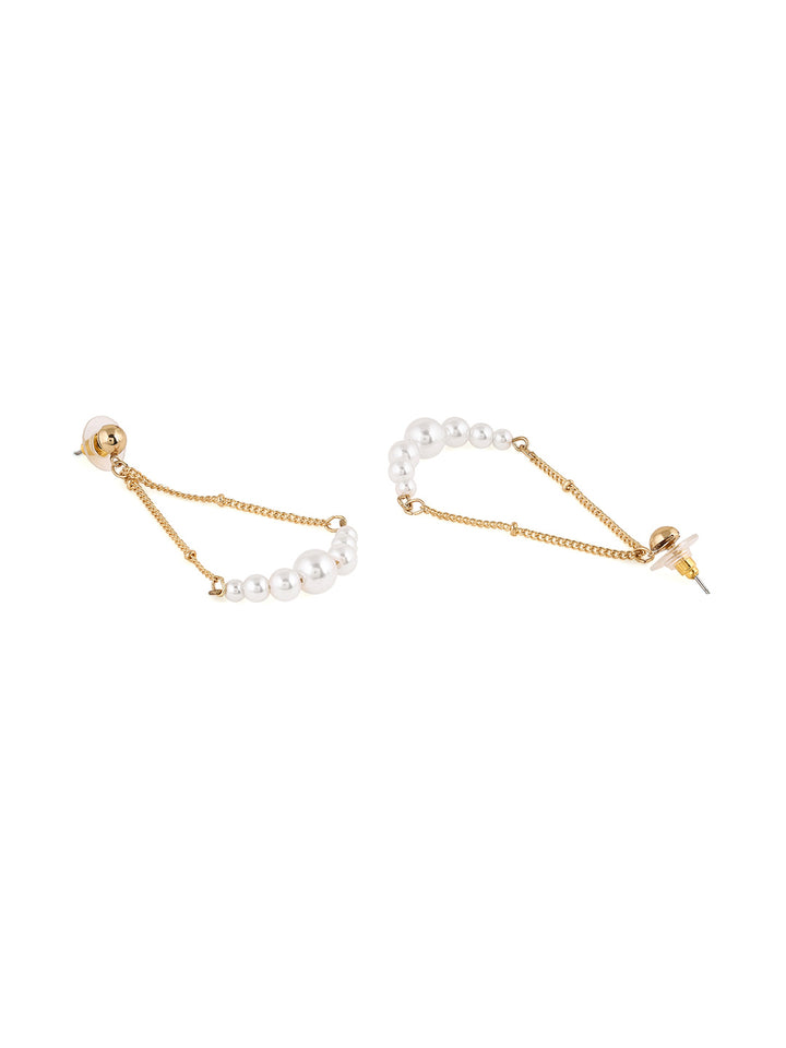 Priyaasi Gold Plated White Pearl Drop Earrings