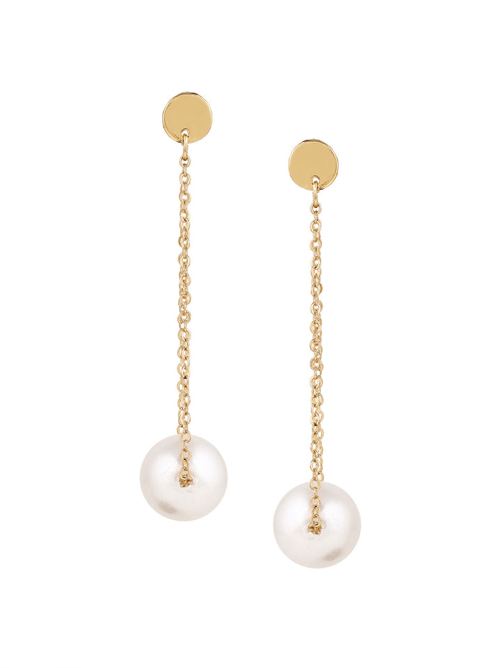 Priyaasi Gold Plated White Pearl Drop Earrings