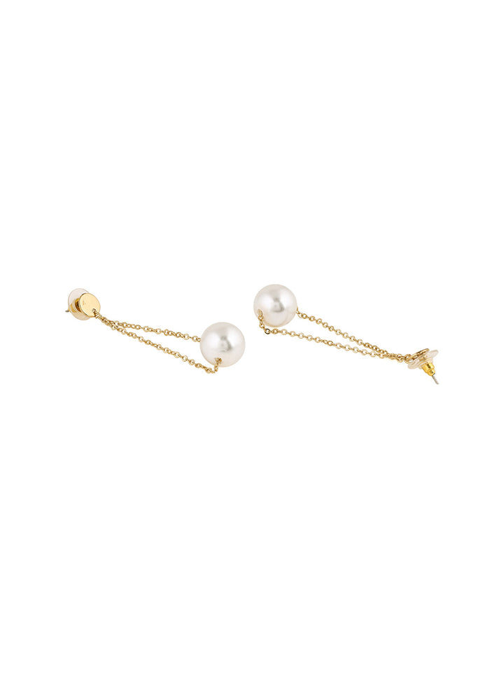 Priyaasi Gold Plated White Pearl Drop Earrings